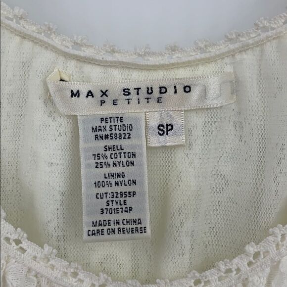 MAX STUDIO PETITE Womens SP ivory off the shoulder lace top - Picture 3 of 5